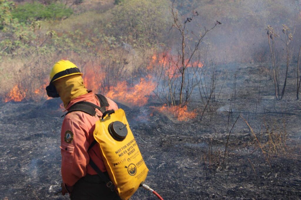 702837650_1386810280148809_2923469089897972946_n-1024x682 Mantienen Labores de Liquidación del Incendio en el Cerro de San Juan